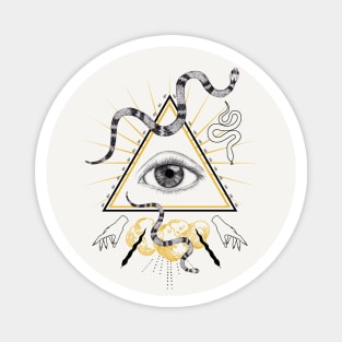 All seeing eye with snakes Magnet